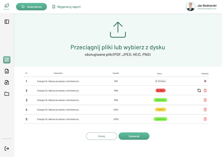 Dodawanie i analiza rachunków